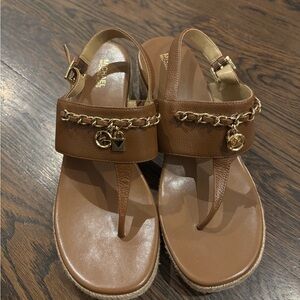 Michael Kors Tan Sandals with Gold Chain